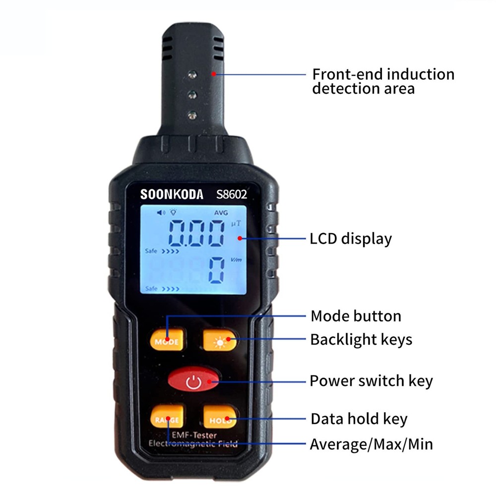 3 in 1 EMF Meter,EMF Reader,Electromagnetic Field Radiation Detector,EMF...