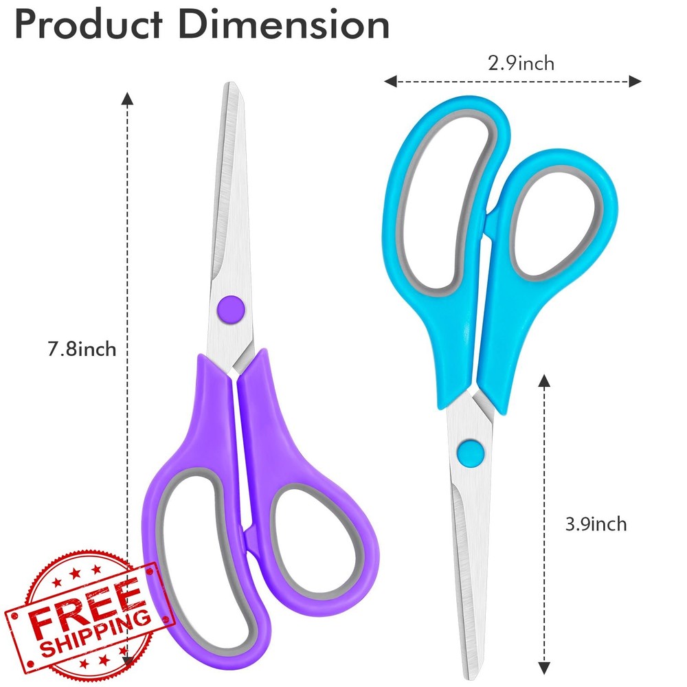 30 Pack Scissors Bulk, 8 Inch Sharp Scissors All Purpose for Office School Cl...