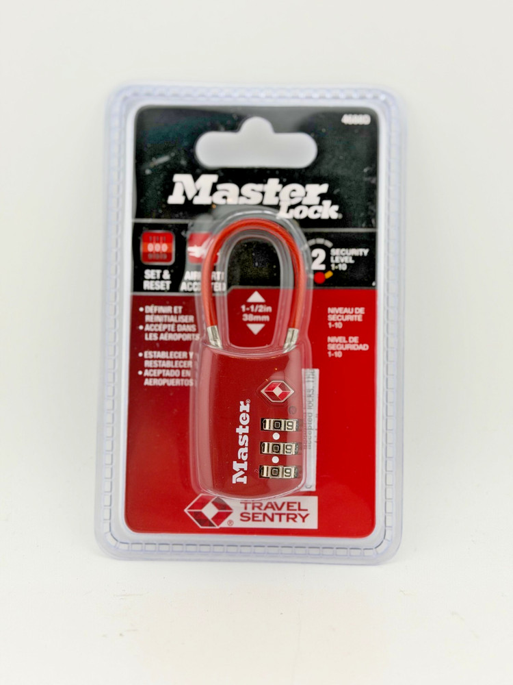 Master Lock luggage combo lock 4688D flex cable shackle TSA accepted NEW
