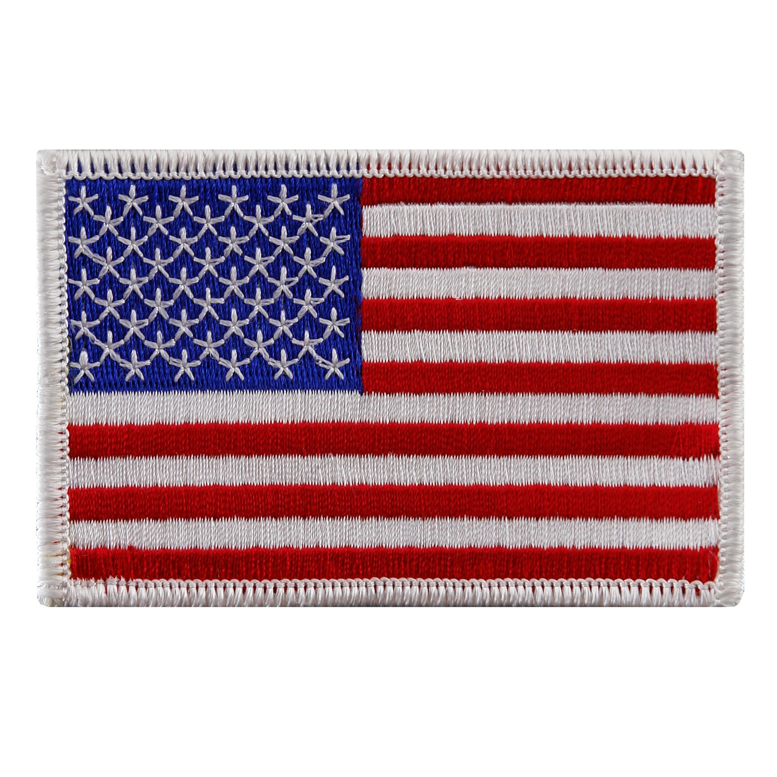 AMERICAN FLAG EMBROIDERED PATCH iron-on WHITE BORDER US UNITED STATES SHOULDER