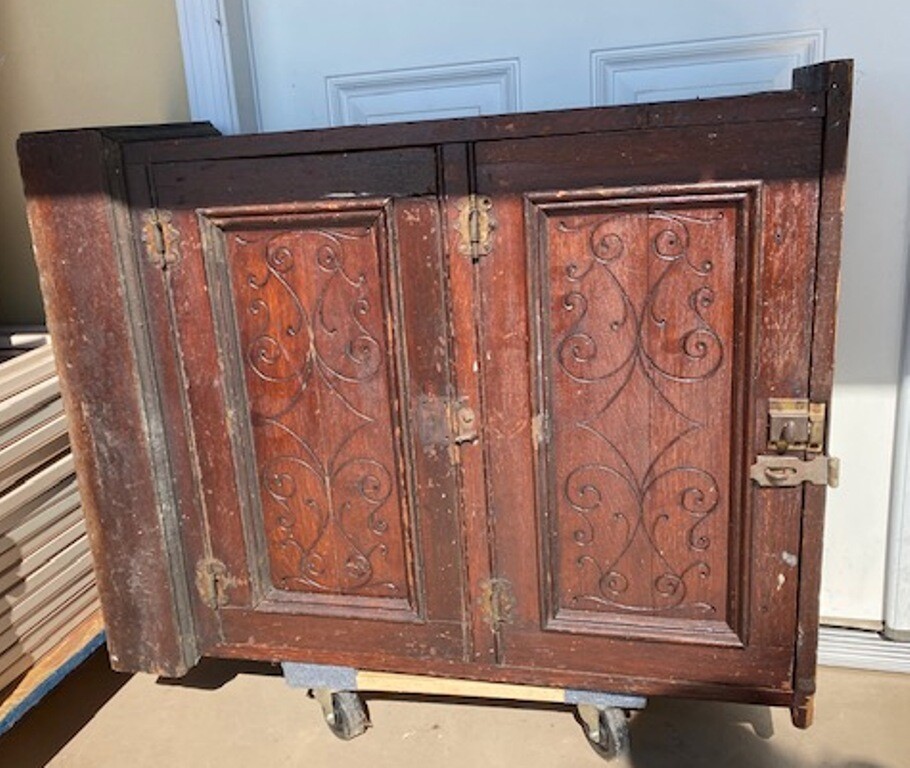 Antique Solid Wood 35x26" Restoration Ready Field Desk / Cabinet **READ**