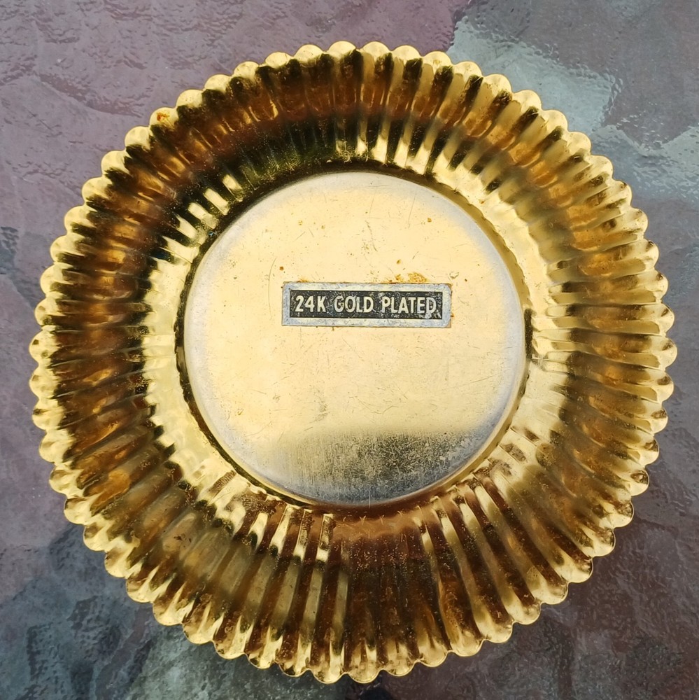 24 KT GOLD PLATED CANDY DISH WITH SPOON