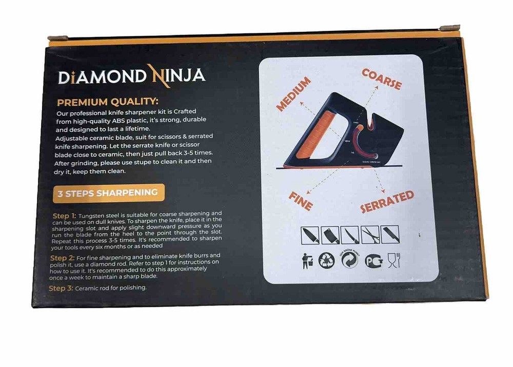 Diamond Ninja Multifunction Knife Sharpener, Black/Orange