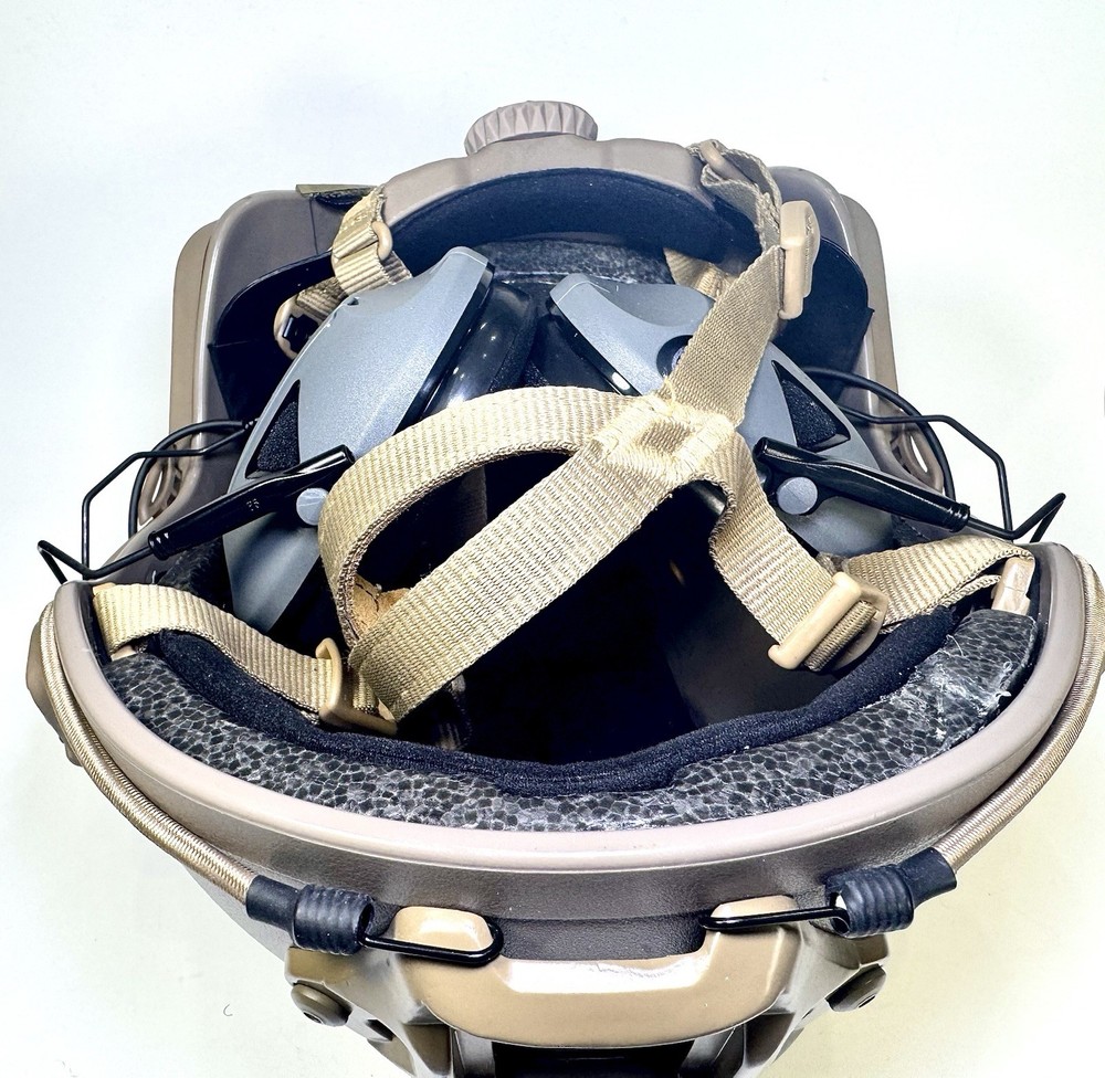 Ops-Core Style Bump Helmet w/ Peltor RangeGuard Ear Pro Setup Tan