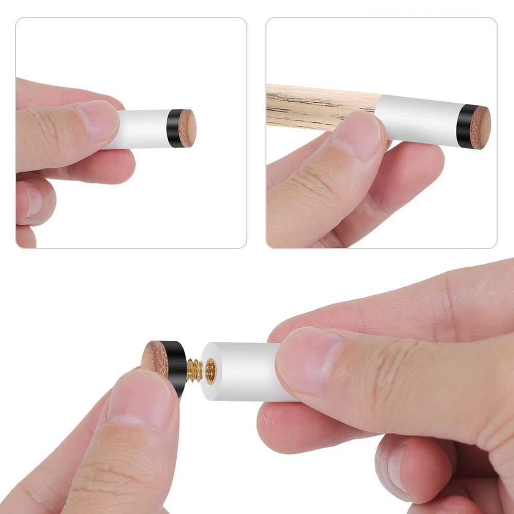 20 Set Billiard Cue Tips, 20PCS White Ferrules, Screw On Tips, Pool Stick