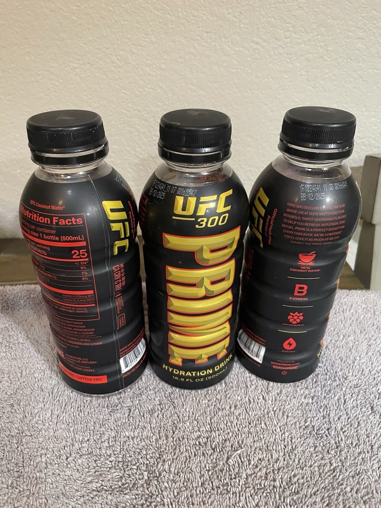 PRIME Hydration Drink UFC 300 ***EMPTY*** 3x Rare Limited Edition Empty Bottle