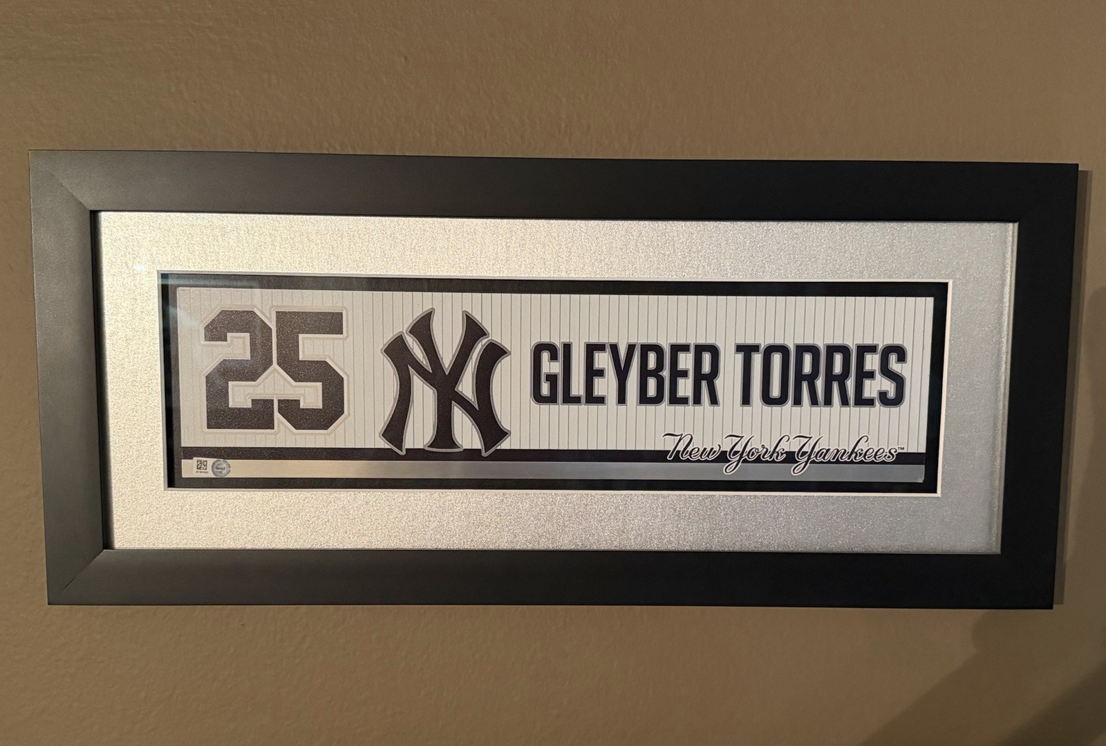 NYY Yankees 25 Gleyber Torres 2019 Locker Room Nameplate Red Sox @ Yankees MLB