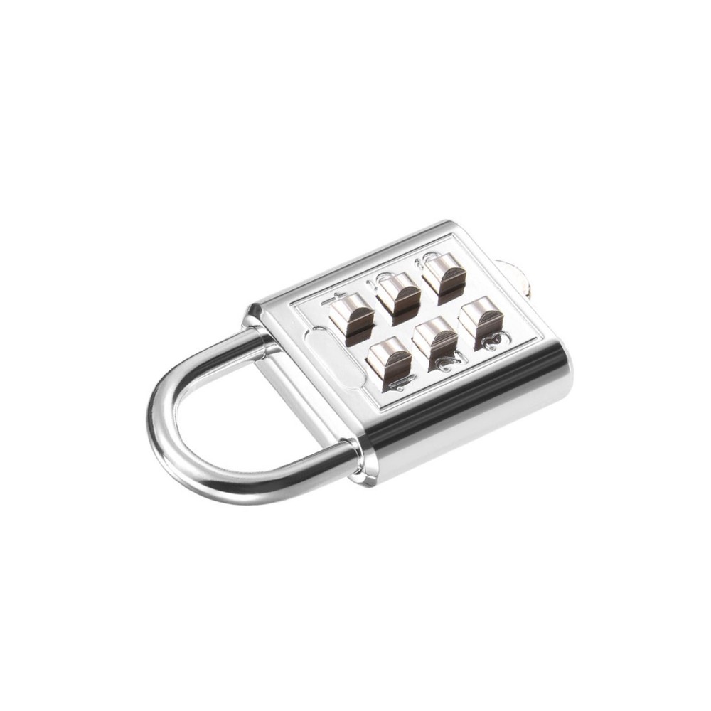 6-Digit Combination Padlock Push Button Lock for Locker Cabinet Silver Tone 2Pcs