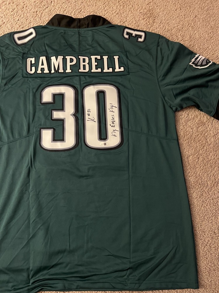 Jihaad Campbell signed cusotm jersey w/Fly Eagles Fly JSA