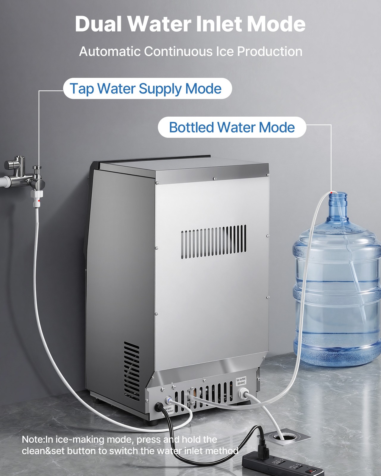 VEVOR Commercial Ice Maker 90 lbs/24h Ice Machine 13 lbs Storage Bar Restaurant