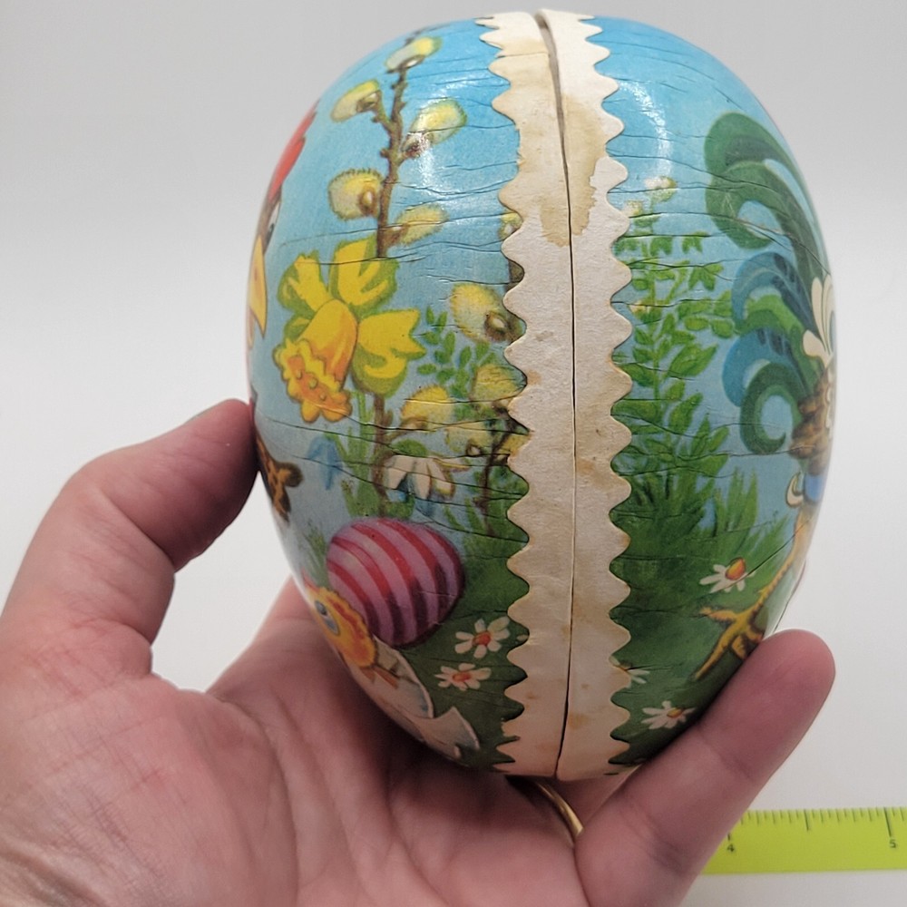 Rooster Paper Mache Egg Candy Container Made in German Democratic Rep Easter