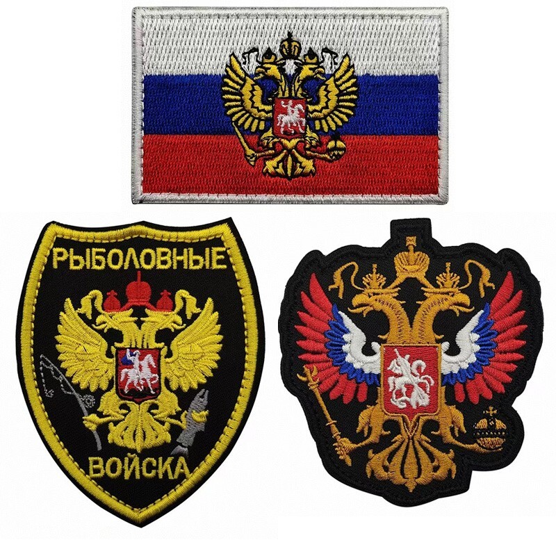 3PCS Russia Flag Russian DOUBLE EAGLE FLAG HEAD IMPERIAL POCCN Hook Loop Patch