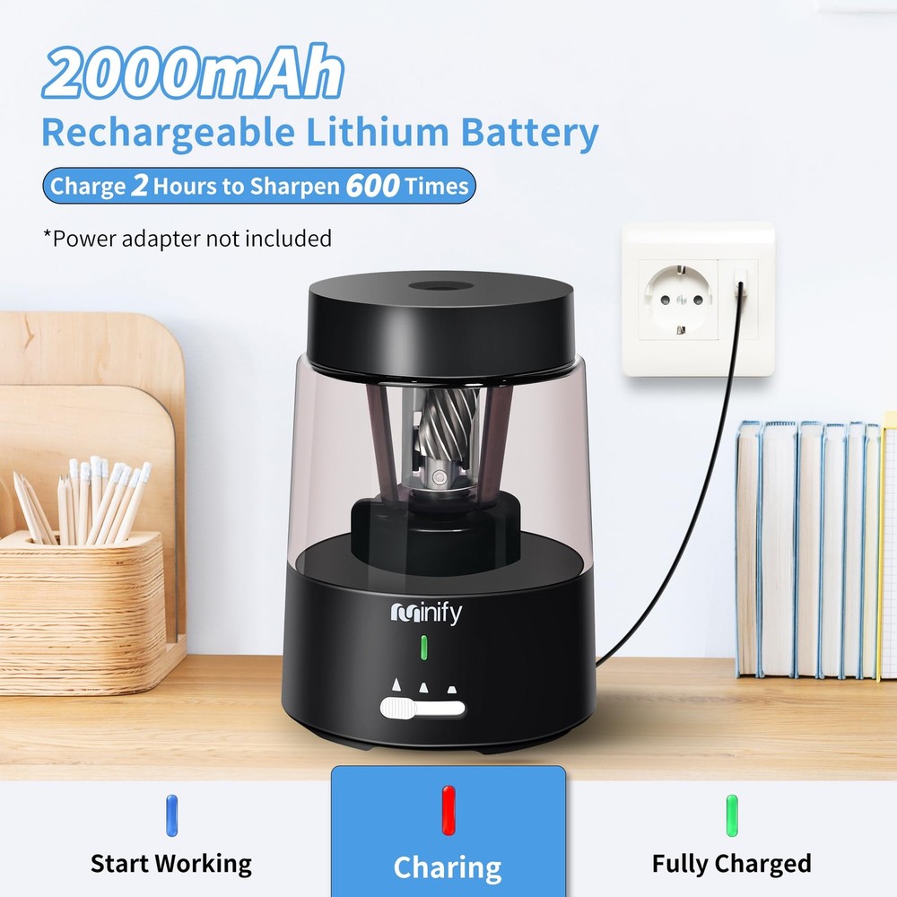 Minify Pencil Sharpener Electric Heavy Lightweight, Black