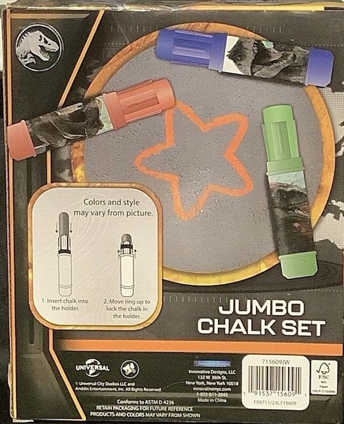 Jurassic World Jumbo Chalk Set - New - 3 Pack