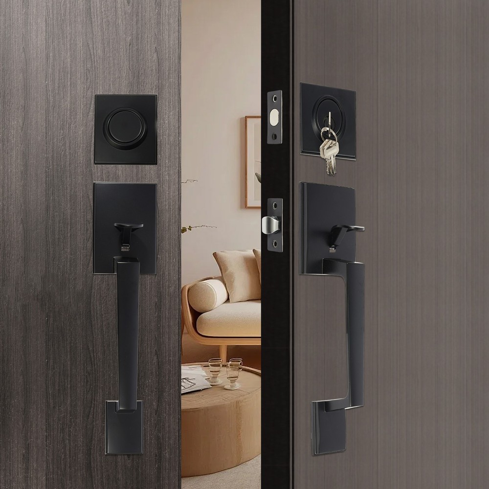 Front Door Handle and Deadbolt Set Matte Black Front Door Lock Set Knob