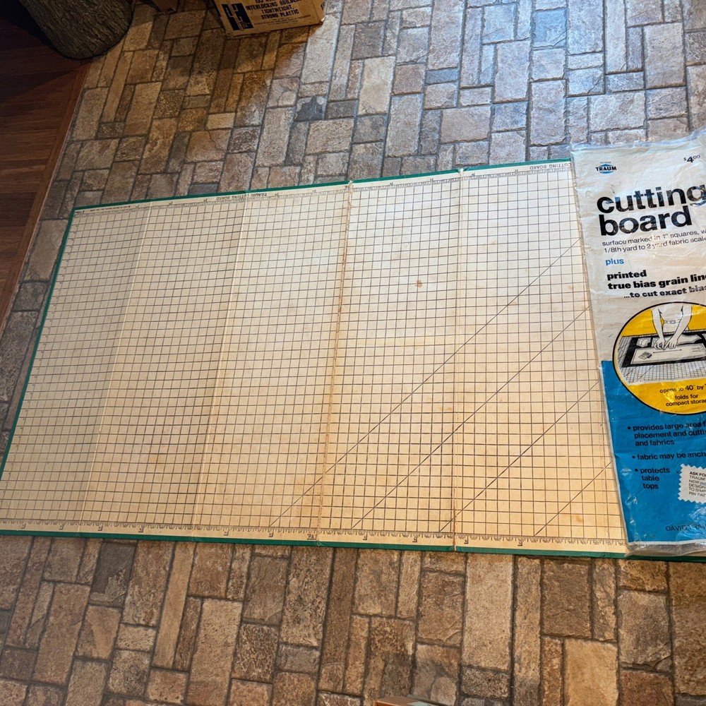 1967 Traum Folding Work Board Sewing Cutting Design Grid 40" × 72"