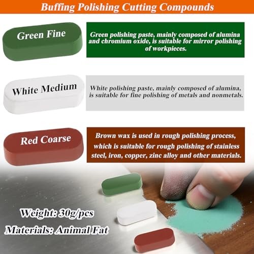 Metal Buffing Polishing Compound Kit,Buffing Wheel Compound Including White