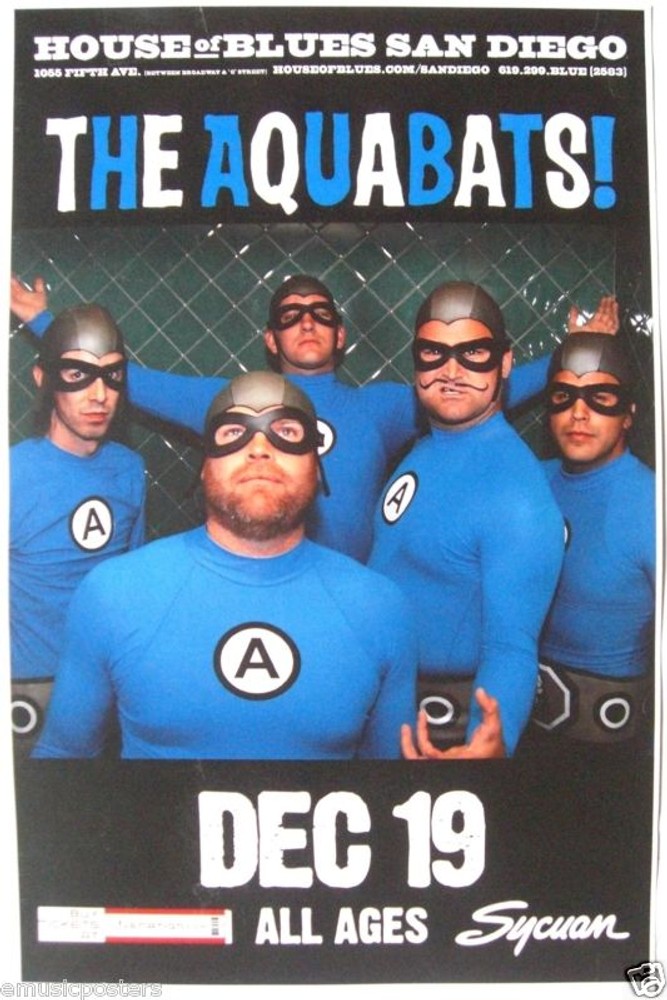 AQUABATS 2009 SAN DIEGO CONCERT TOUR POSTER - Ska Pop Punk Legends