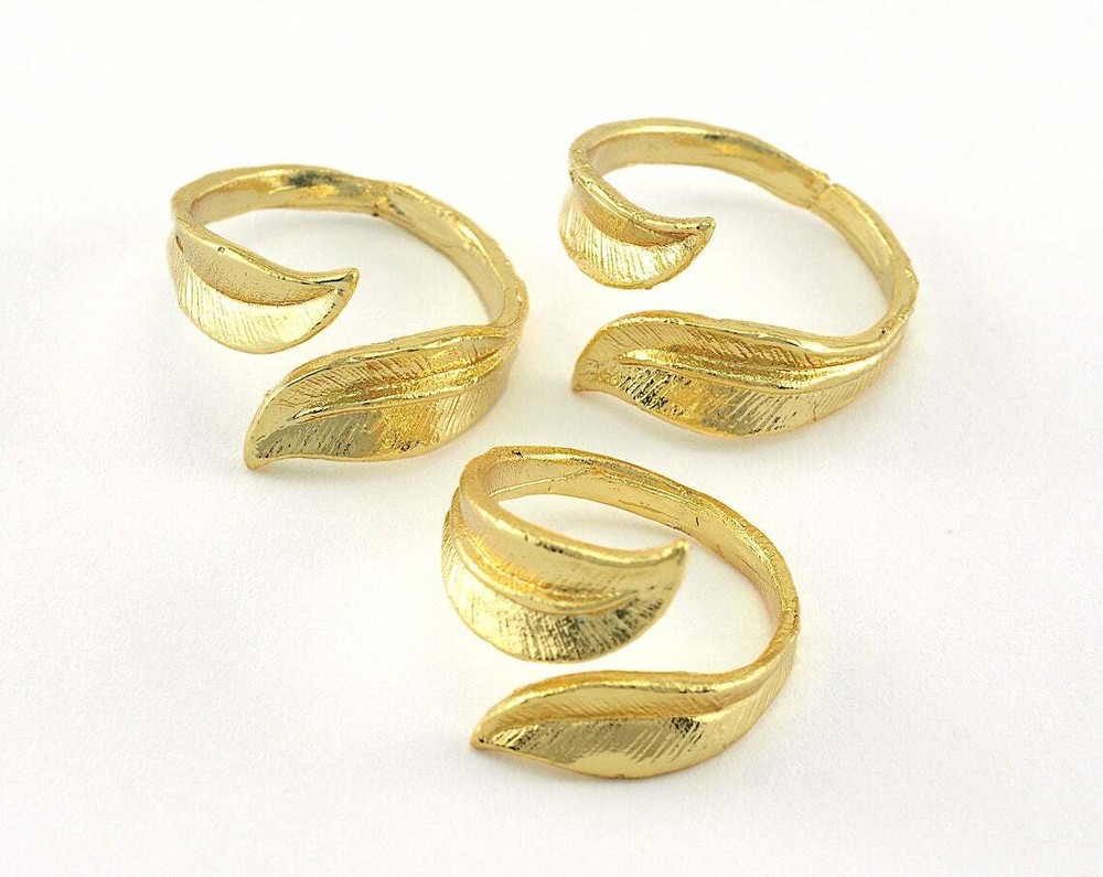 Leaf Adjustable Ring Gold Plated brass (17mm 7US inner size - Adjustable ) 3436