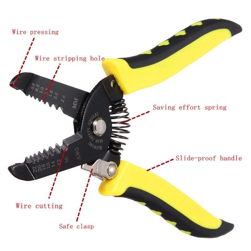 5pcs Cable Wire Stripper Cutter Plier AWG Metric Scale Hand Tool