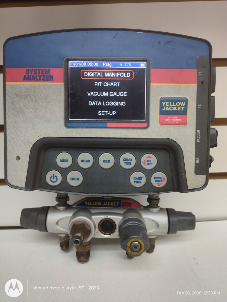 YELLOW JACKET 40815 REFRIGERATION SYSTEM ANALYZER ..MISSING LEFT KNOB!!!
