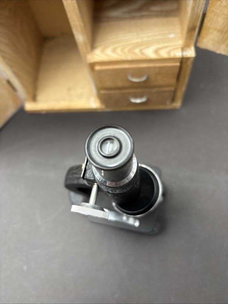 Vintage Precision Optical Co. Microscope Model 500 with CASE +LIGHT + Slides