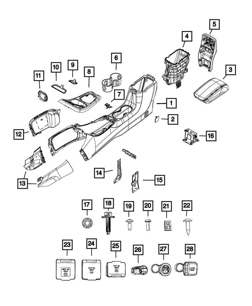 Genuine Mopar Console Mat 5ZV25DX9AA