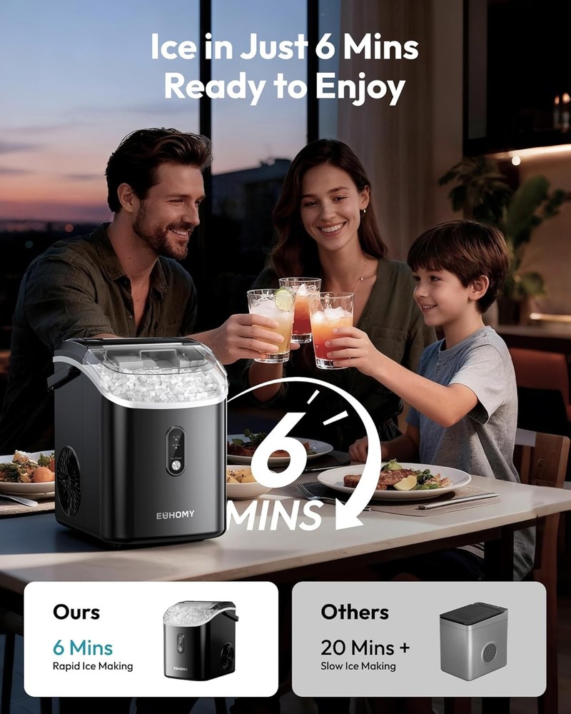 Black Nugget Ice Maker Countertop 38 lbs Day