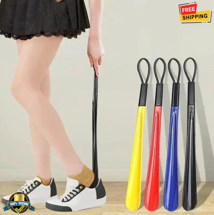 Extra Long Flexible Black Plastic Shoe Horn Durable Shoe Spoon Helper for Adults