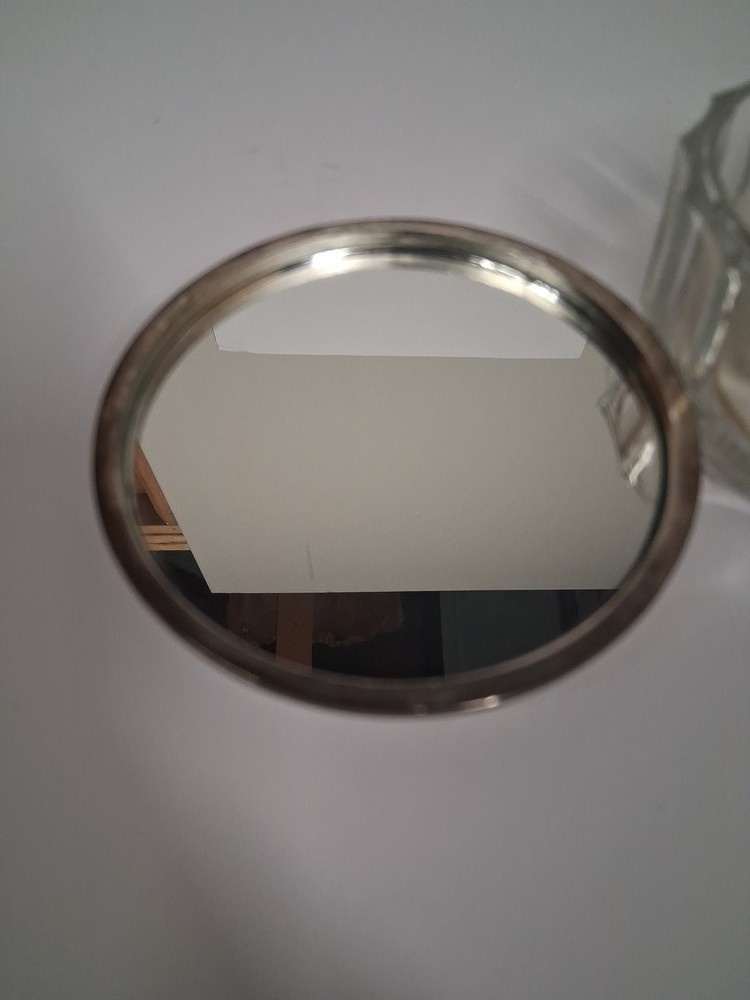 Vintage Silver Plated Powder Container With Mirror