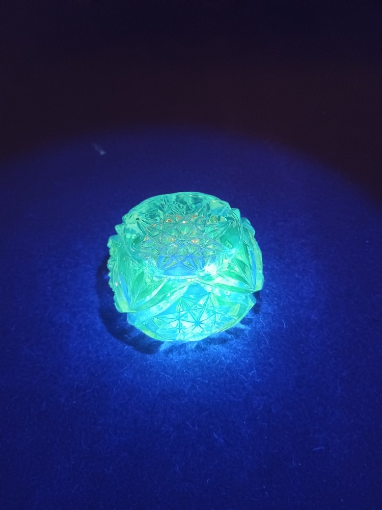 Vintage Uranium Glass Salt Cellar Round