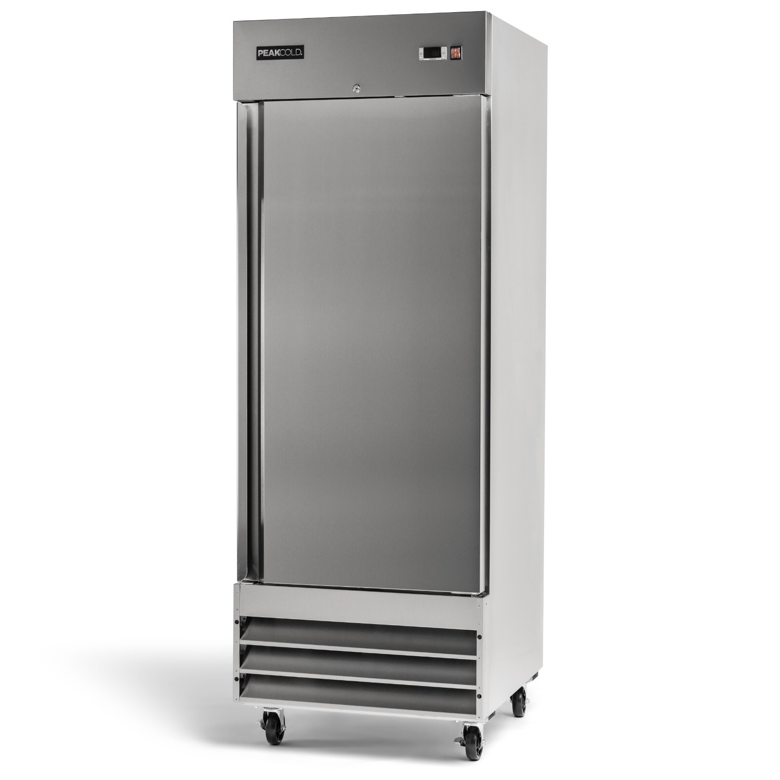 PEAKCOLD Single Door Commercial Reach In Stainless Steel Refrigerator - 23 Cu Ft