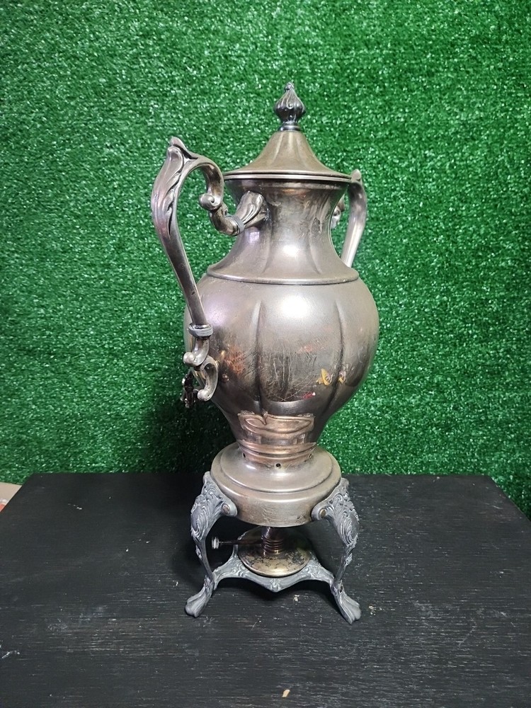 Vintage Beverage Dispenser W Burner Silver Over Copper - Sheridan Silver Company