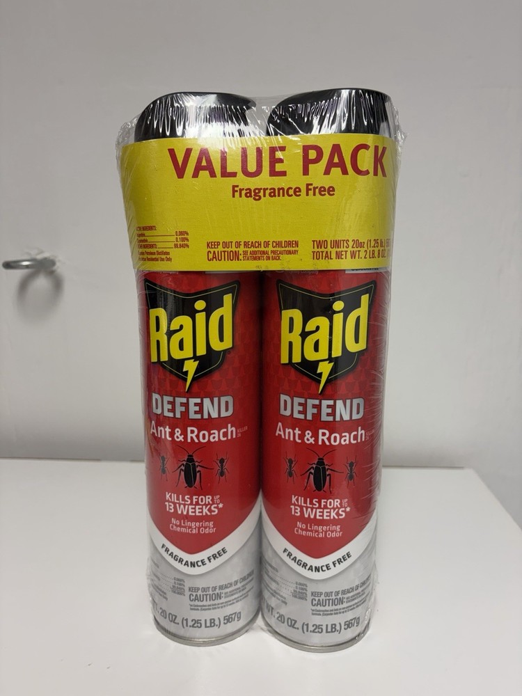 Raid Ant Roach Spray 2 Pack Fragrance Free (2) 20oz