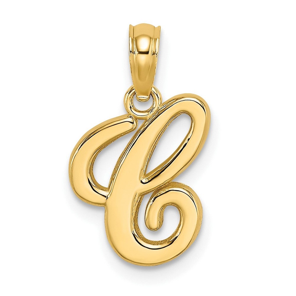 10k Yellow Gold Polished C Script Initial Pendant