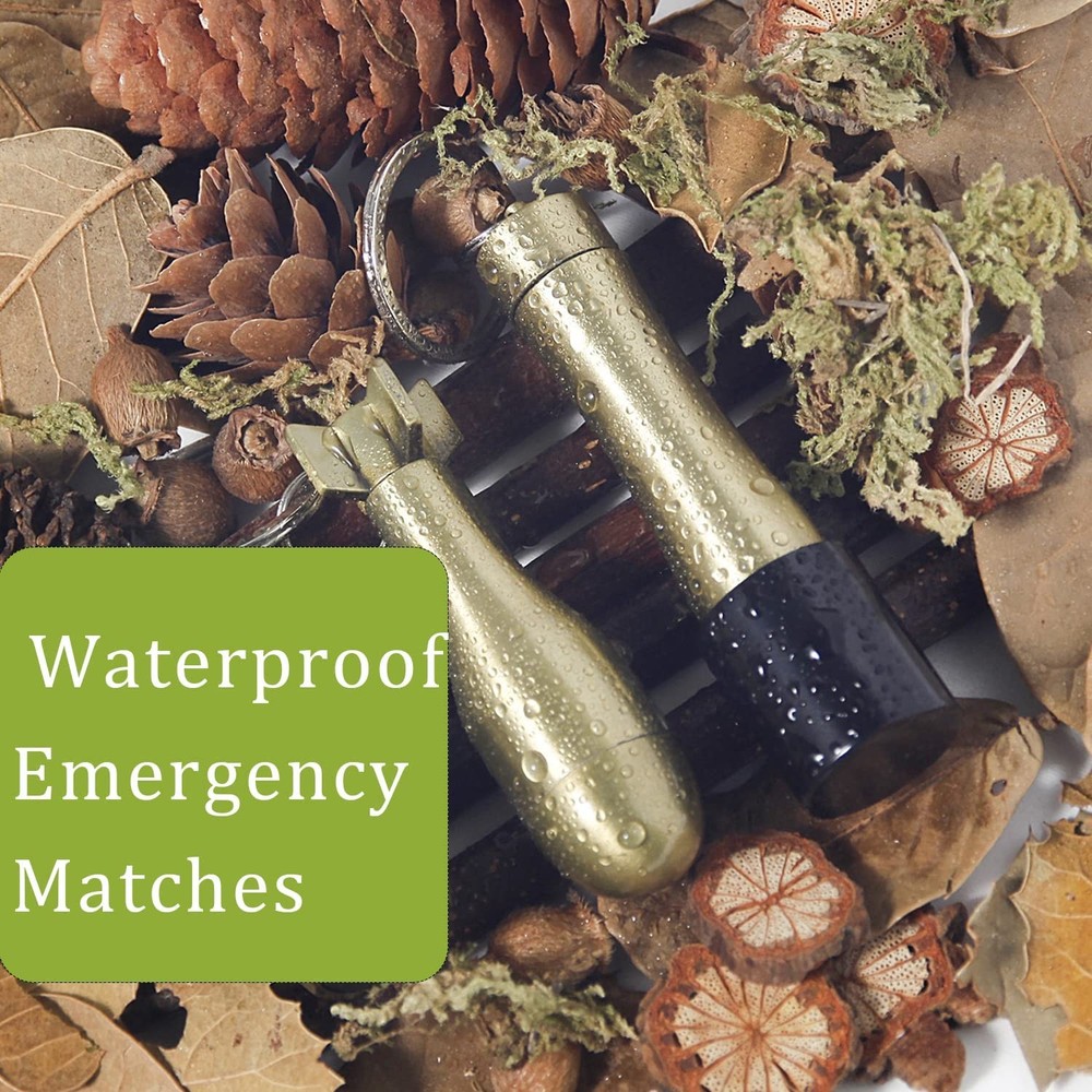 2Pcs Permanent Match Flint Match Keychain Flint Fire Starter Waterproof