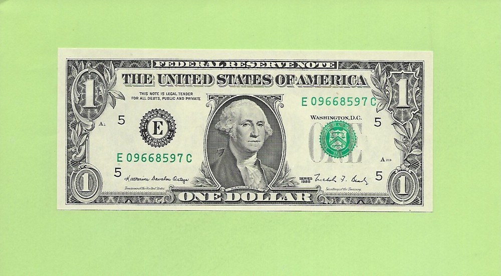 1988 ..UNCIRC $1  E 0966 8597 C  .... 1988 $1  E-C          NICE NOTE      FRN