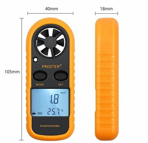 Proster Handheld Wind Speed Gauge Digital Wind Velocity Meter with LCD Backlight