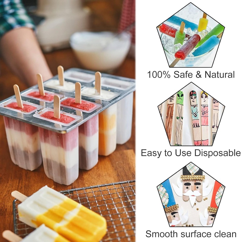 Creative Birch Wood Craft Sticks - 1000 Pack for Fun Learning and Projects