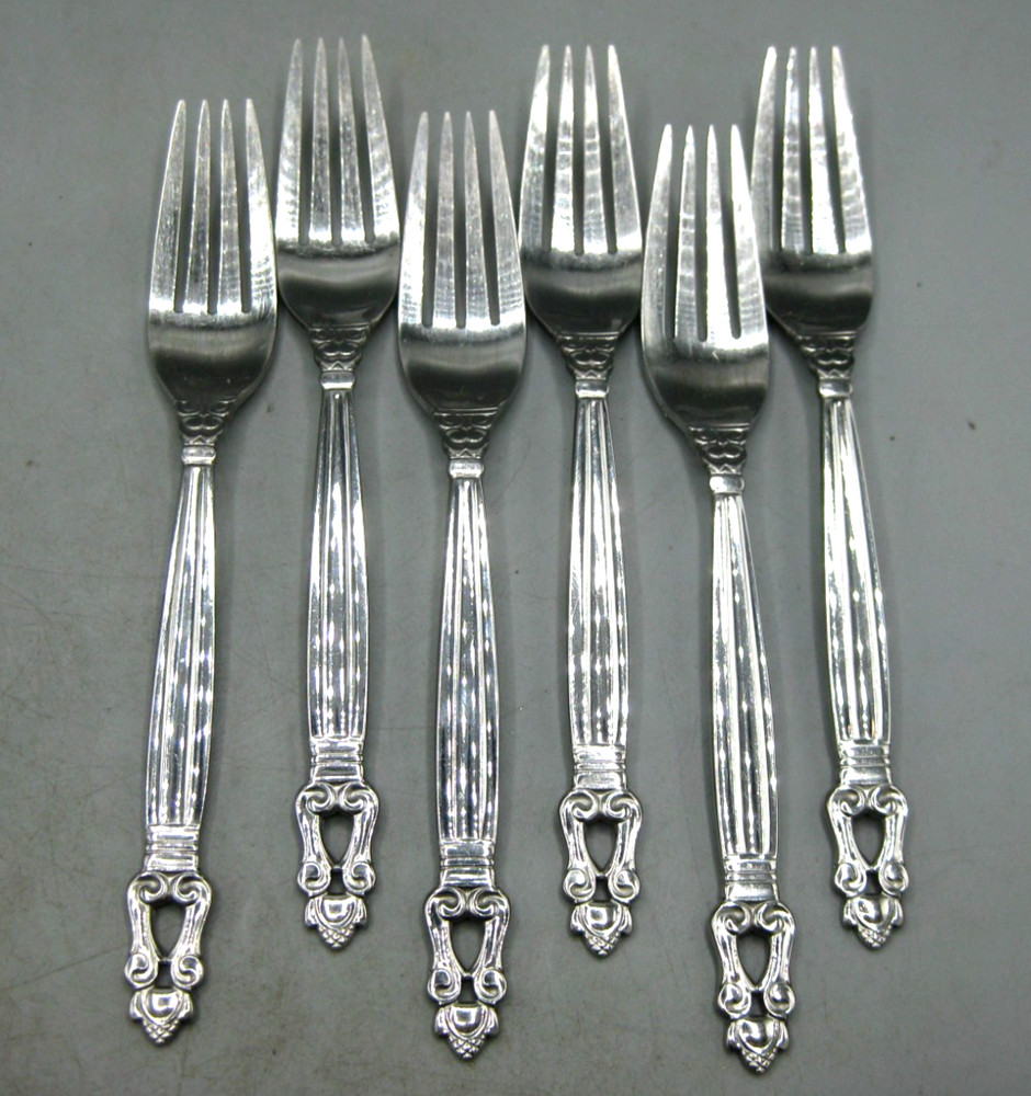 6 Towle Stainless KING GUSTAV Dinner Forks Germany Silverware Flatware