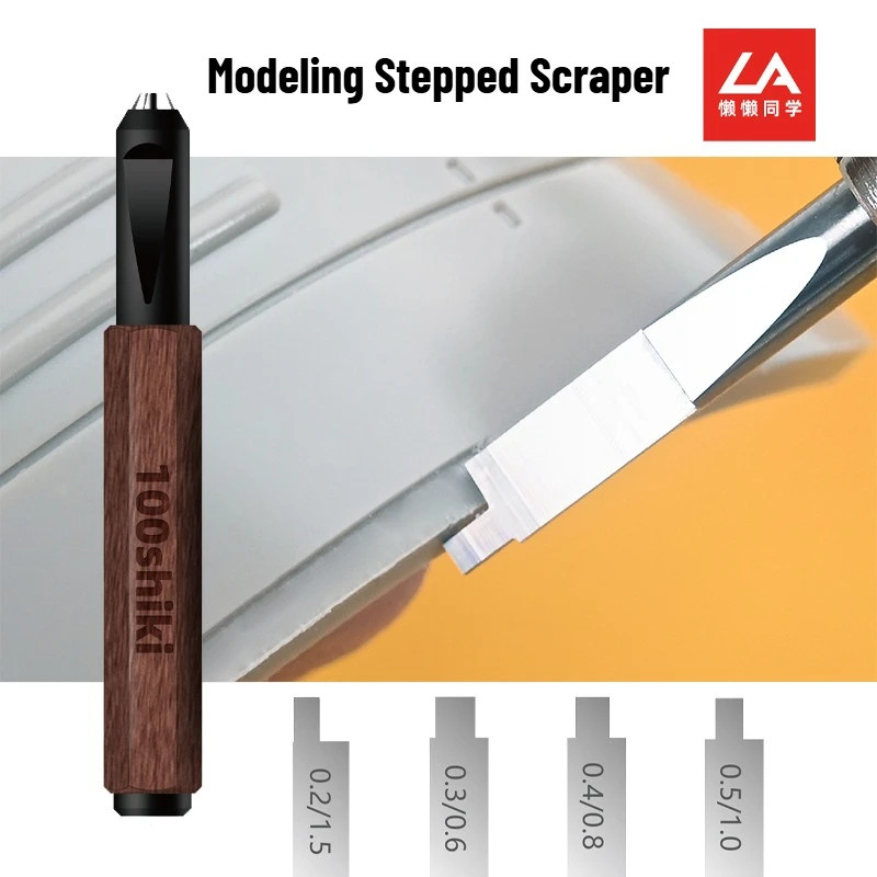 100shiki Modeling Stepped Scraper with Walnut Handle Model Hobby Making Tools