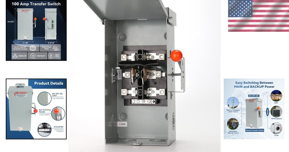 100A Double-Throw Generator Transfer Switch - Weather-Resistant Outdoor Solution