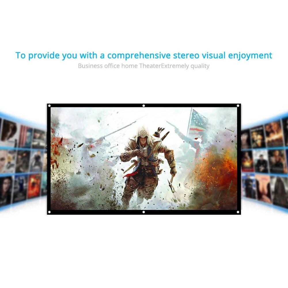 100" Portable Projector Screen | HD 16:9 | White | Dacron