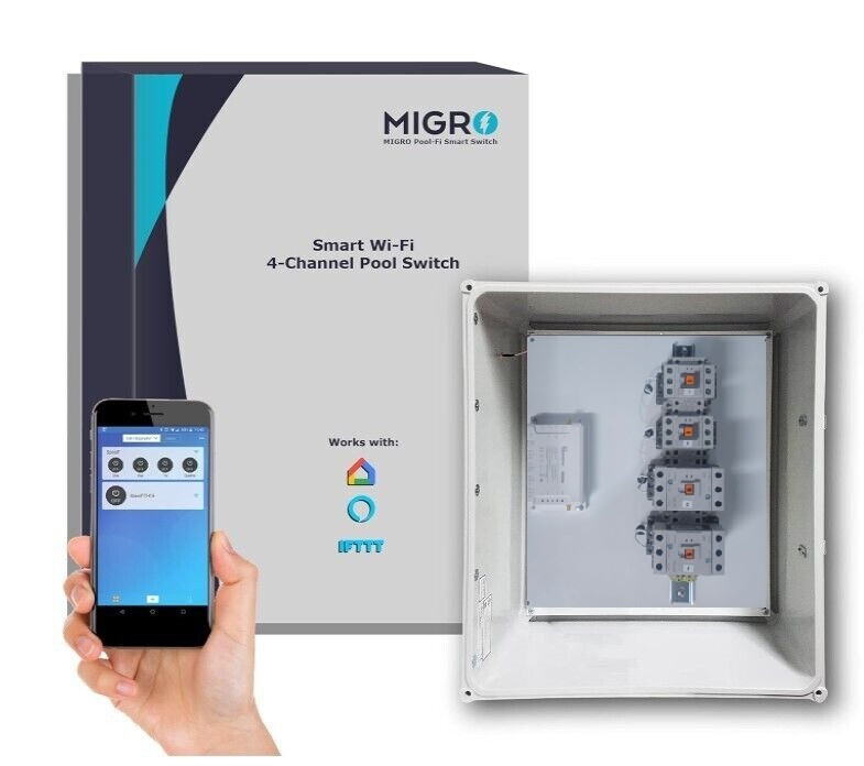 WiFi Pool Controller, Pump Heater, Lights, Timer, Smartphone AP, Alexa, Google