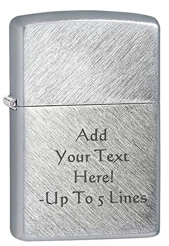 Zippo Lighter- Personalized Message Brushed Chrome Herringbone Sweep #24648
