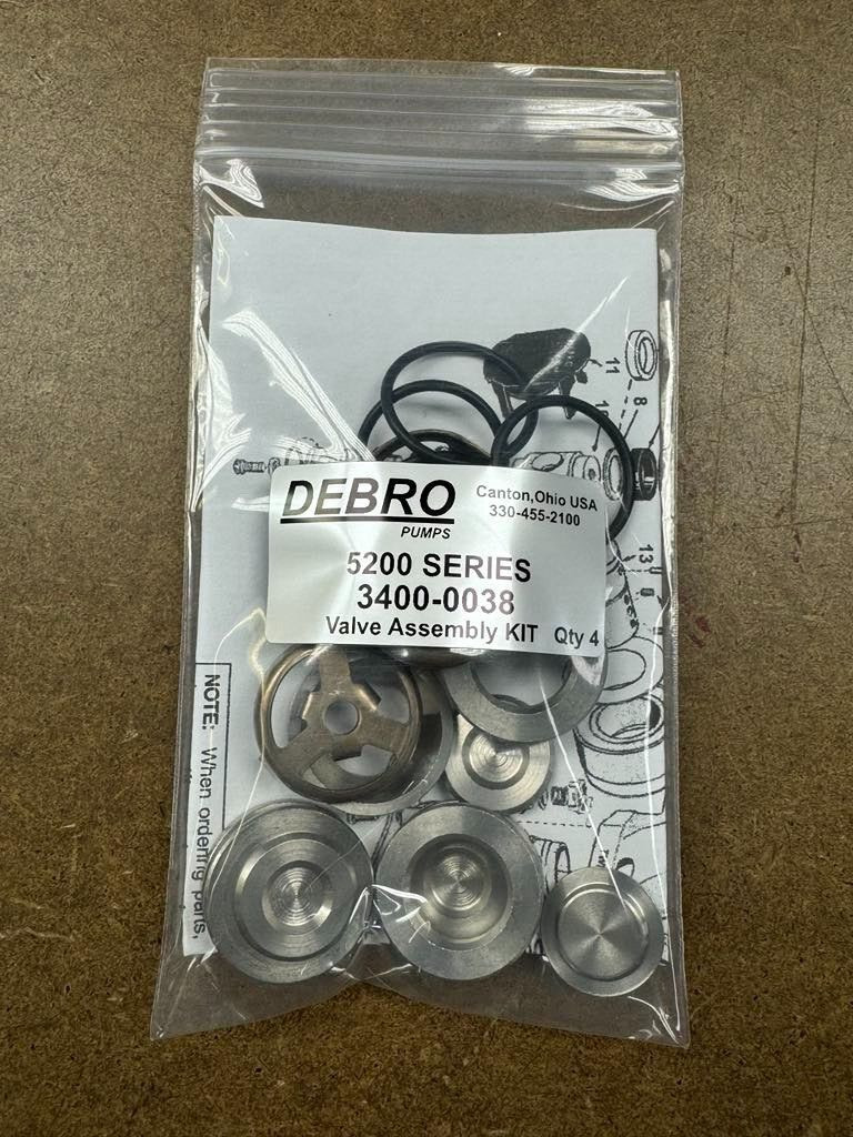 HYPRO or DEBRO 5200 Series Piston Pump 3400-0038 Set of 4 Check Valve Assy