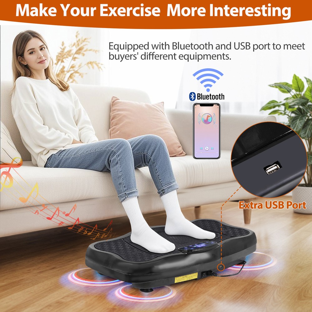 Vibration Plate Exercise Machine with Remote Control Whole Body Workout Black