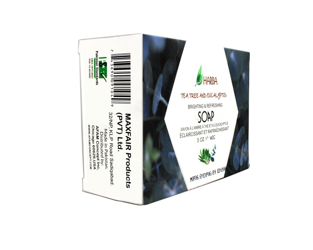 Harba Bath Soap, Brightening & Refreshing, Tee Tree & Eucalyptus, 5 OZ - 5 Pack