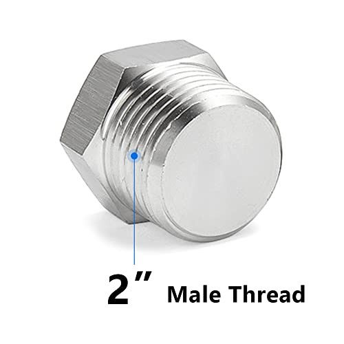 2" NPT Male Outer Hex Head Thread Plug Pipe Fitting, 304 Stainless 2"(1pcs)