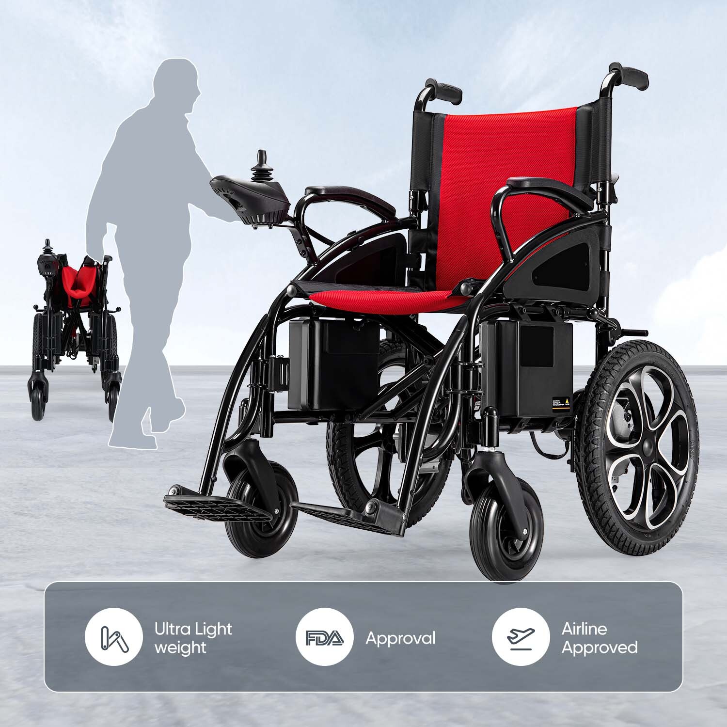 All Terrain Electric Wheelchair Heavy Duty 500W Foldable Electric Wheelchairs